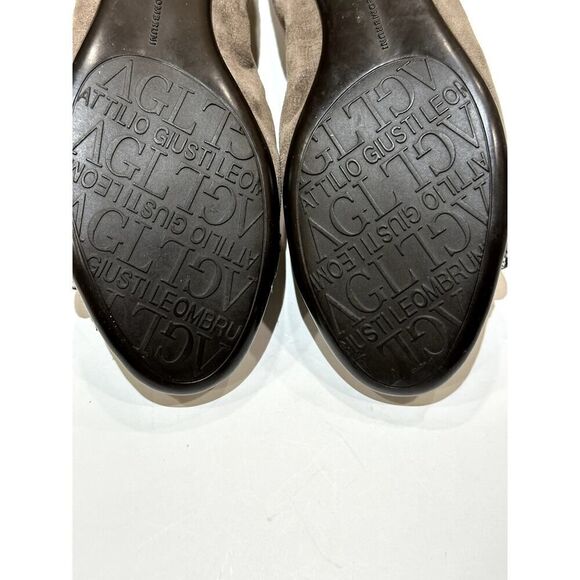 AGL Women's Reptile Print Suede Leather Ballet Flats Taupe Size 37 - Picture 11 of 13